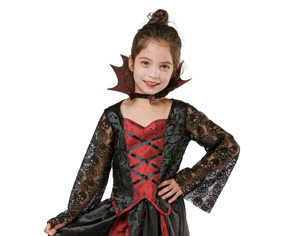 Role play-set for kids Gothic Vampiress (skirt, top, collar), size 110/120 cm EOL